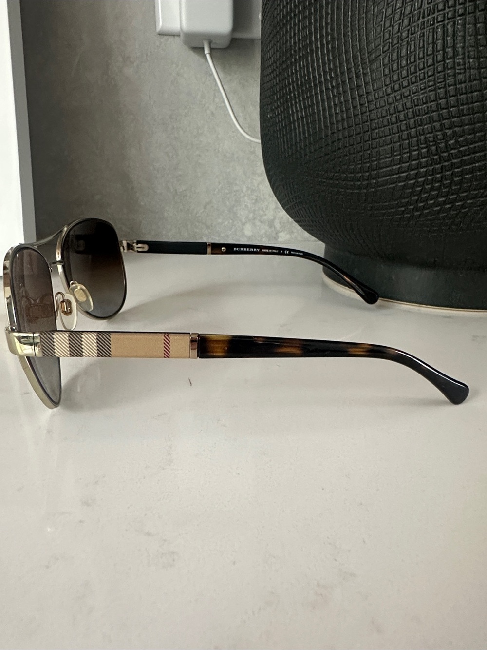 Burberry Gold Frame Brown Lens Aviator Sunglasses - Women Accessories - Picture 4 of 6
